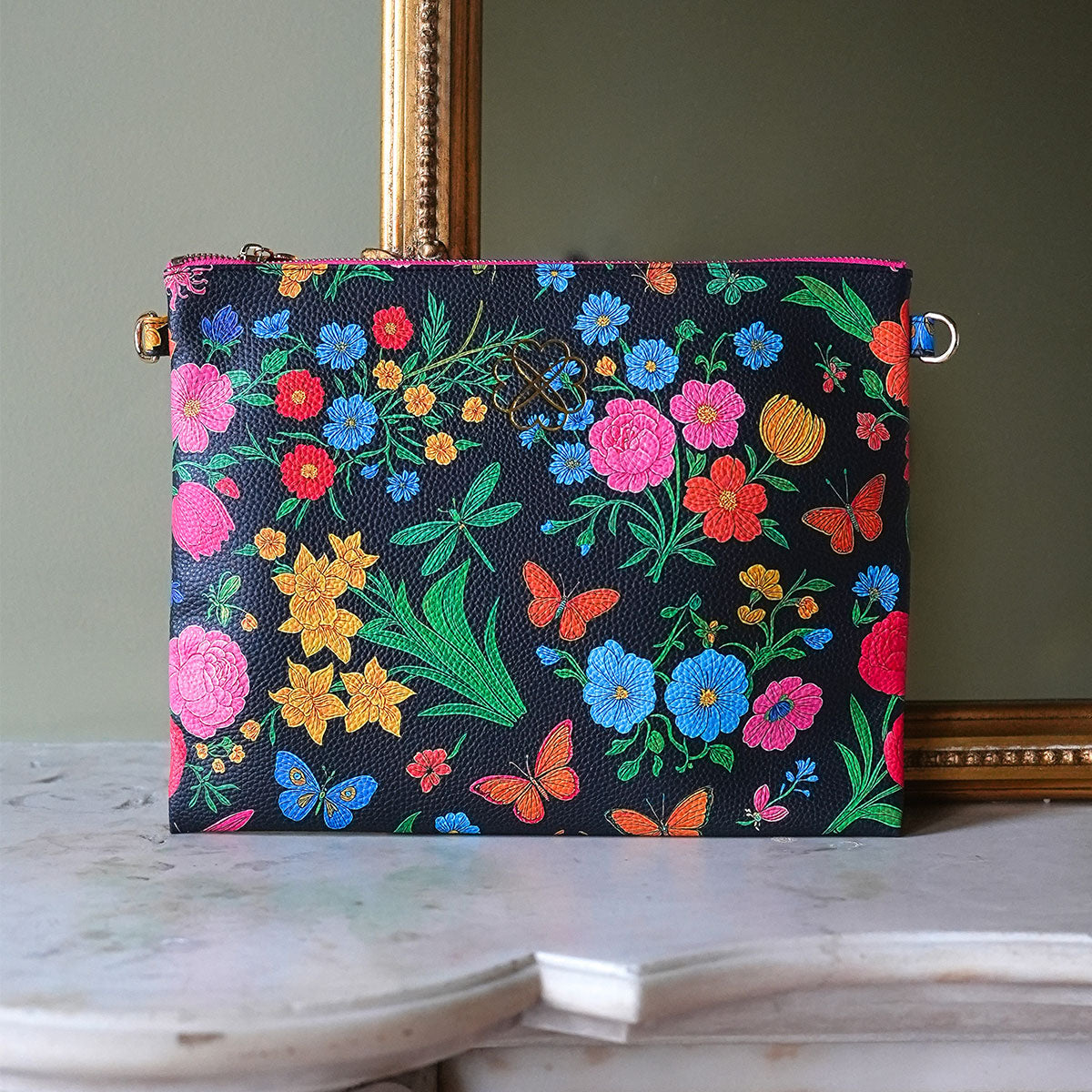 Stella Clutch Floral Black