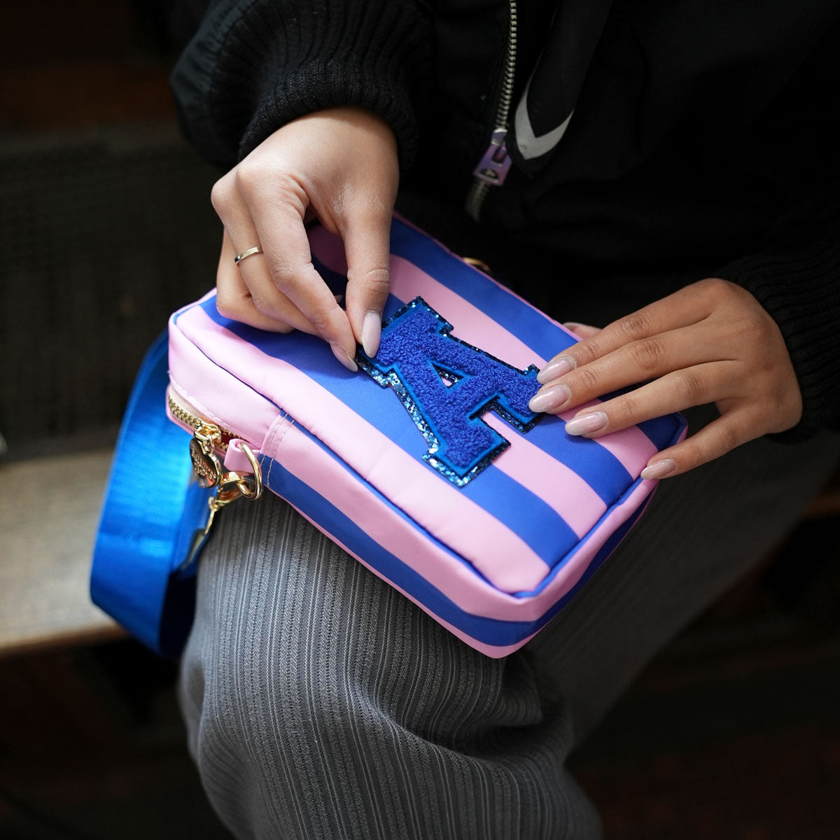 3er Taschen Set Stripes Violet Royal