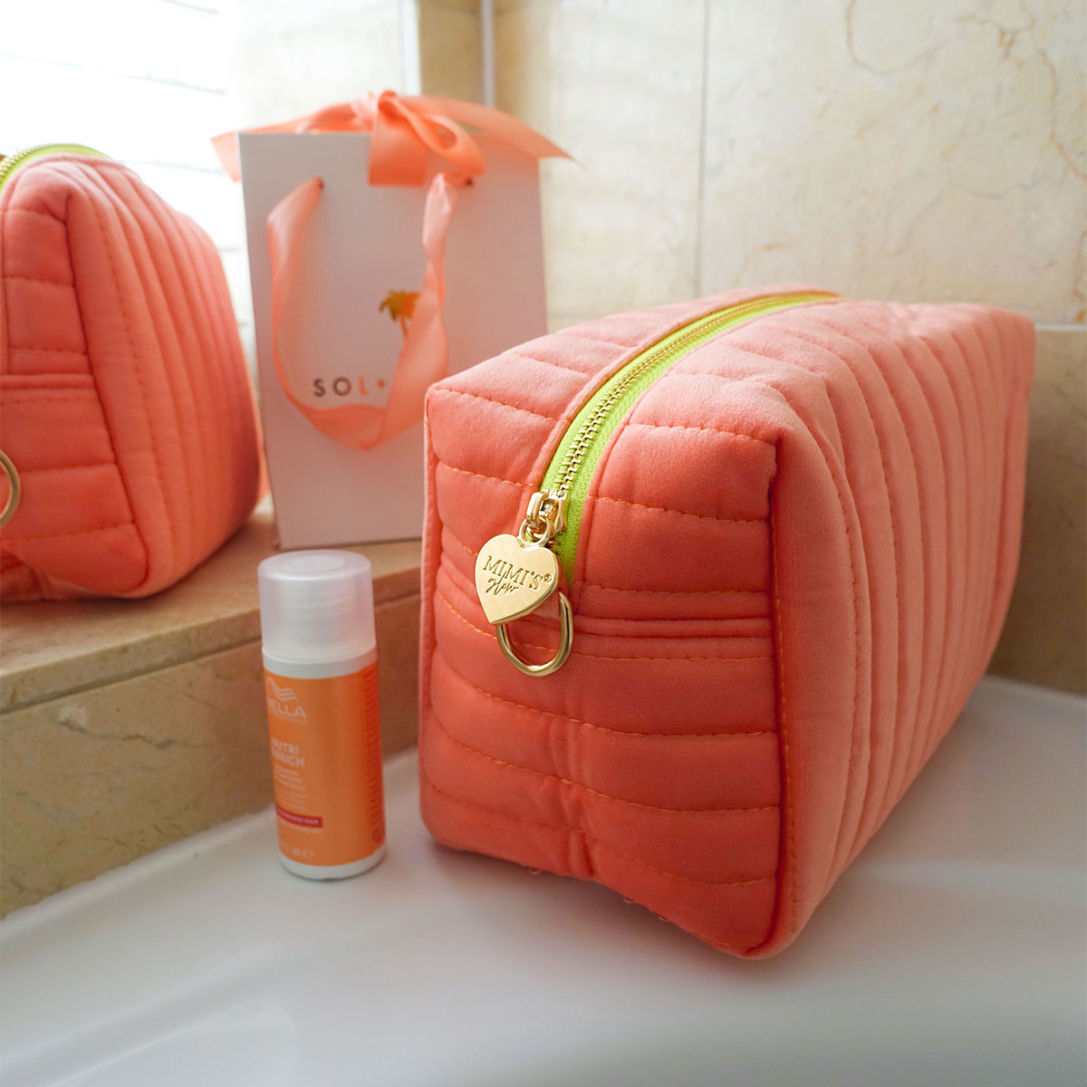 Lucia Samt Tasche Peach Sorbet