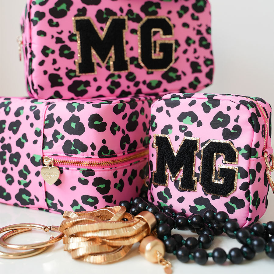 Multifunktionale Mini Crossbody Tasche und Toilettentasche Leo Pink