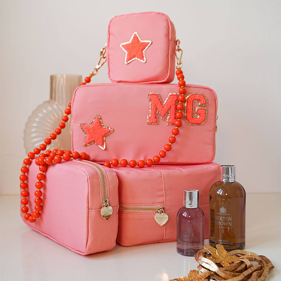 Grosse Kulturtasche für Reisen in Fashion Farbe Pastell Peach