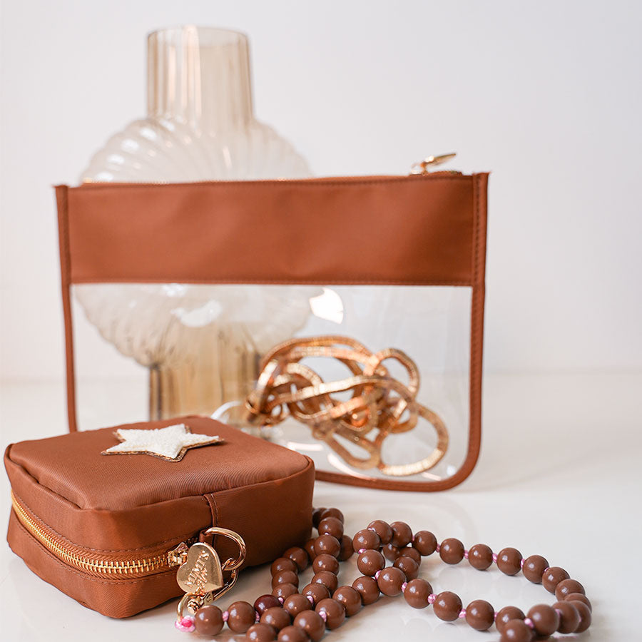 Cora Transparente Clutch Caramel