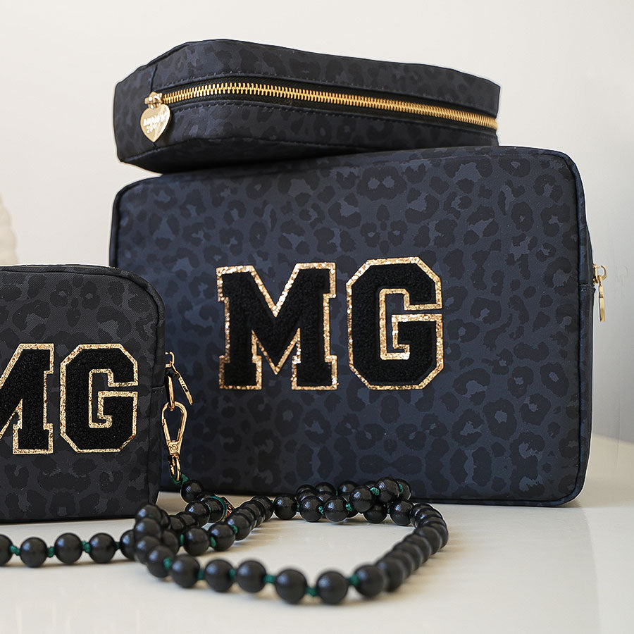 Ultra leichter grosser Kosmetikbeutel Kulturbeutel Toilettenbeutel Leo Anthrazit