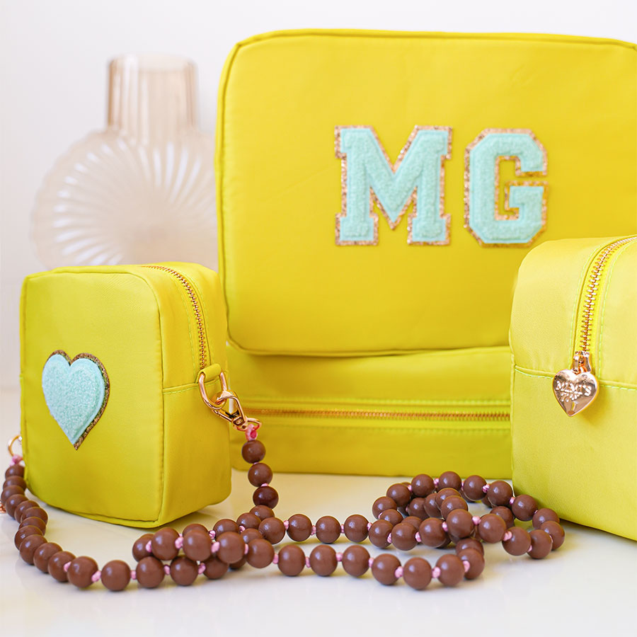 Ultra leichter grosser Kosmetikbeutel Kulturbeutel Toilettenbeutel Neon Gelb