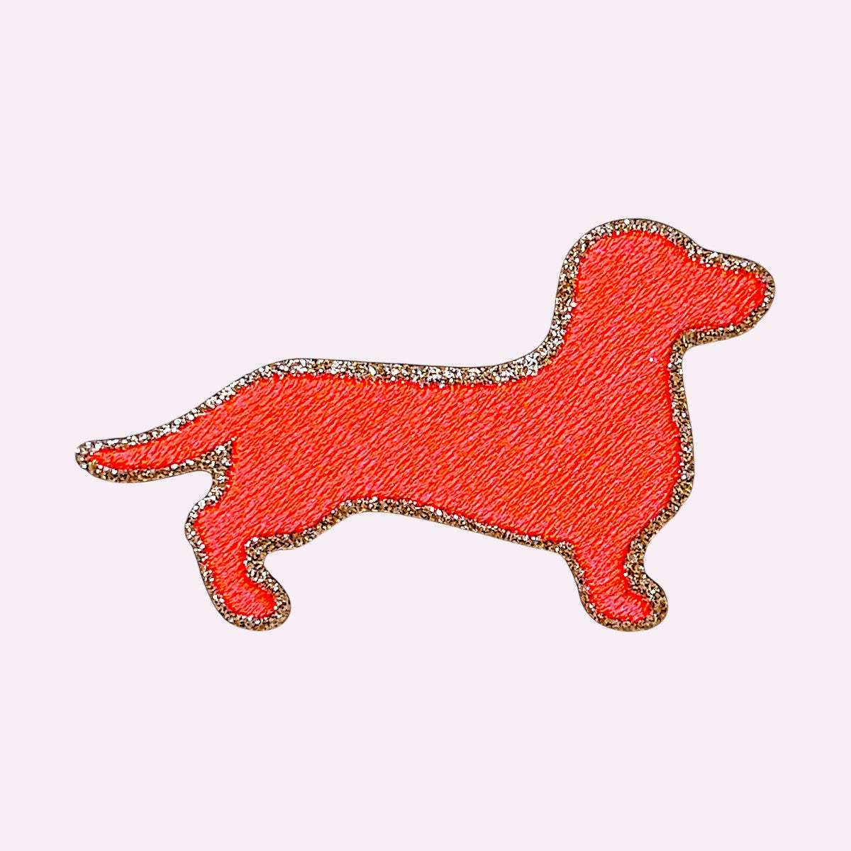 Glitzer Sticker Dackel Neon Orange