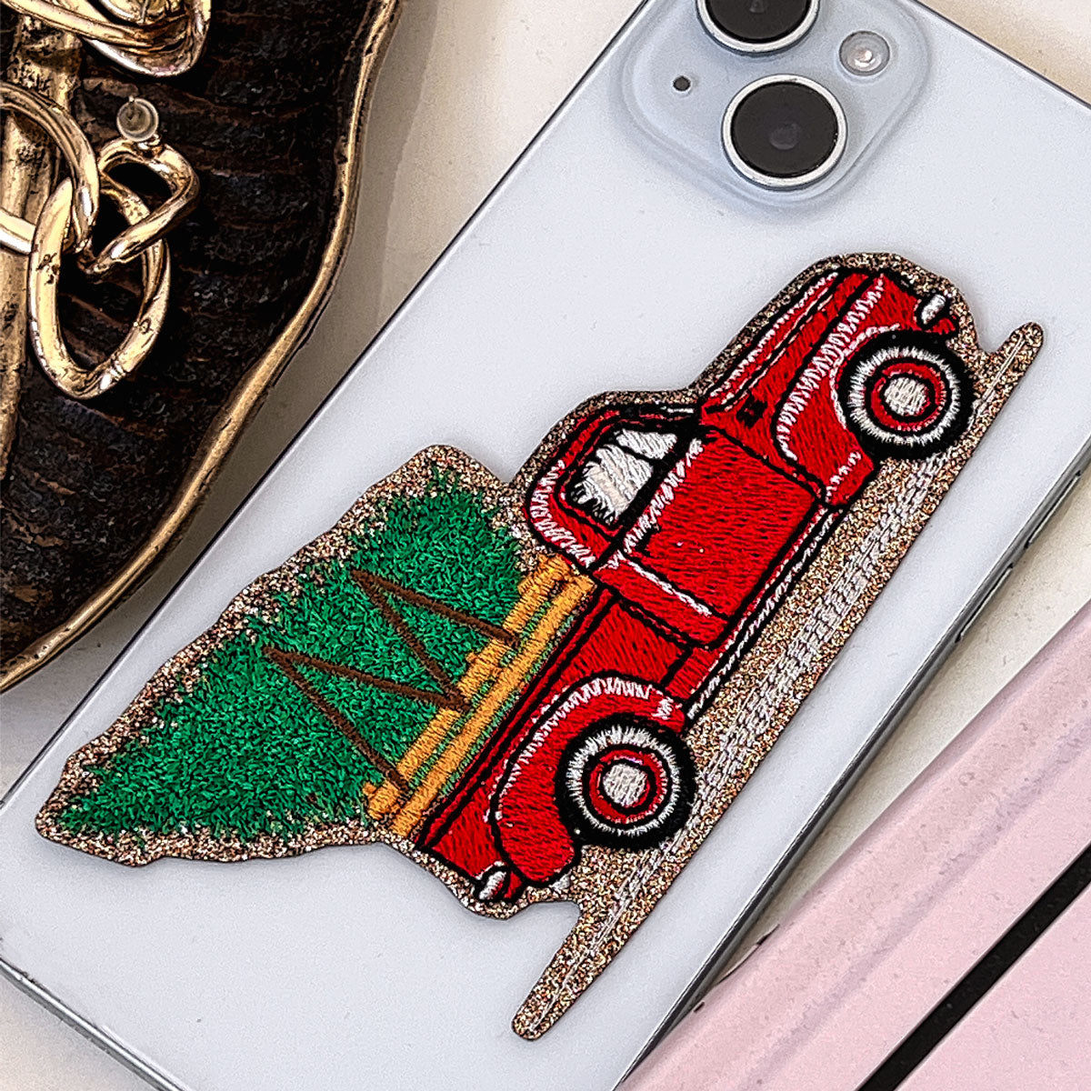 Glitzer Sticker Weihnachtstruck