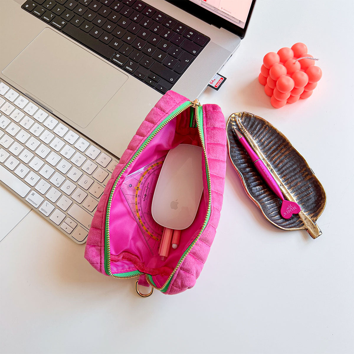 Selma Samt Mäppchen Magenta