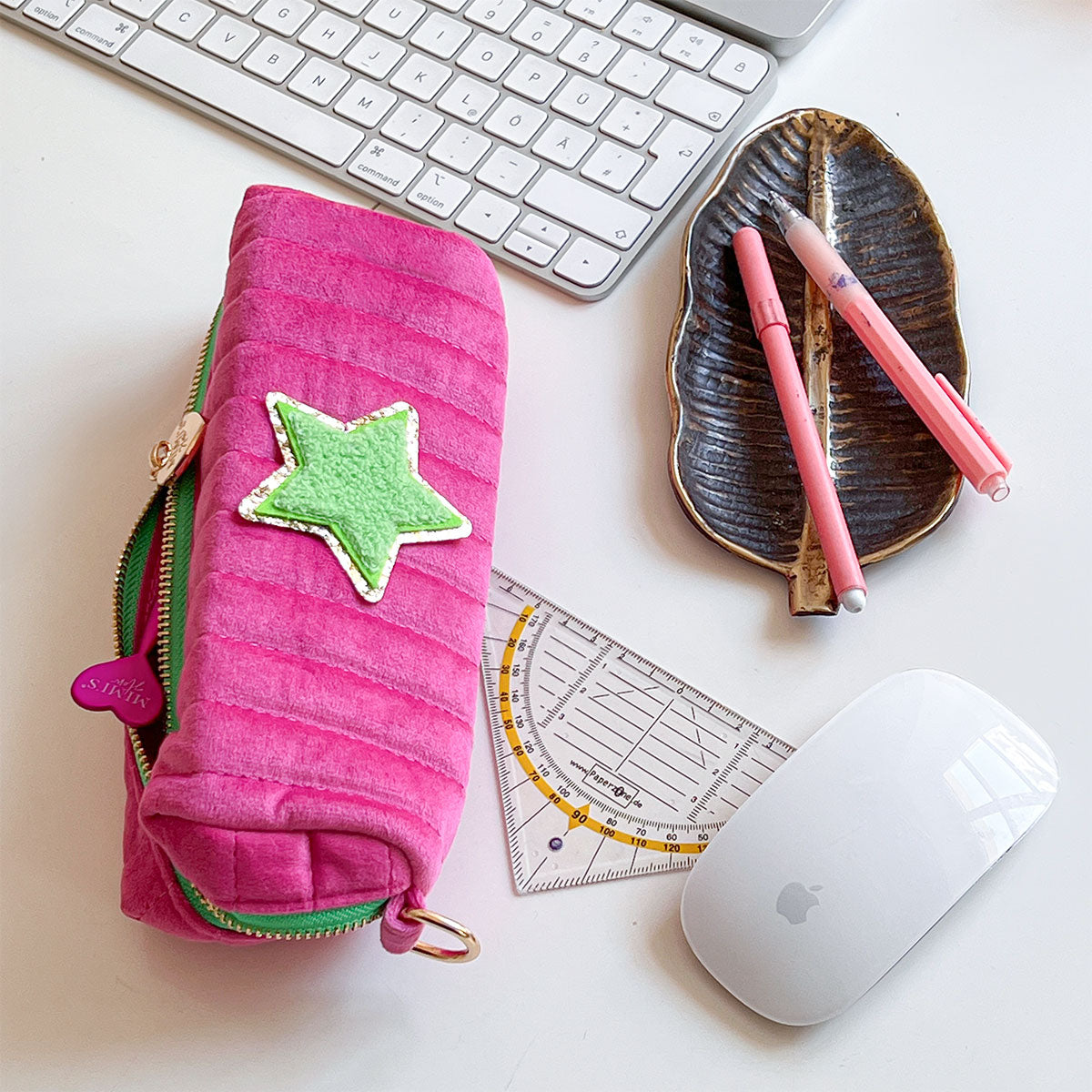 Selma Samt Mäppchen Magenta