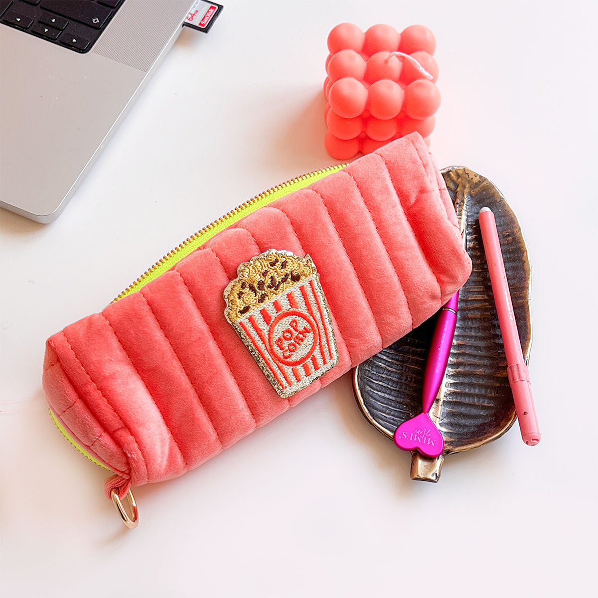 Selma Samt Mäppchen Peach Sorbet