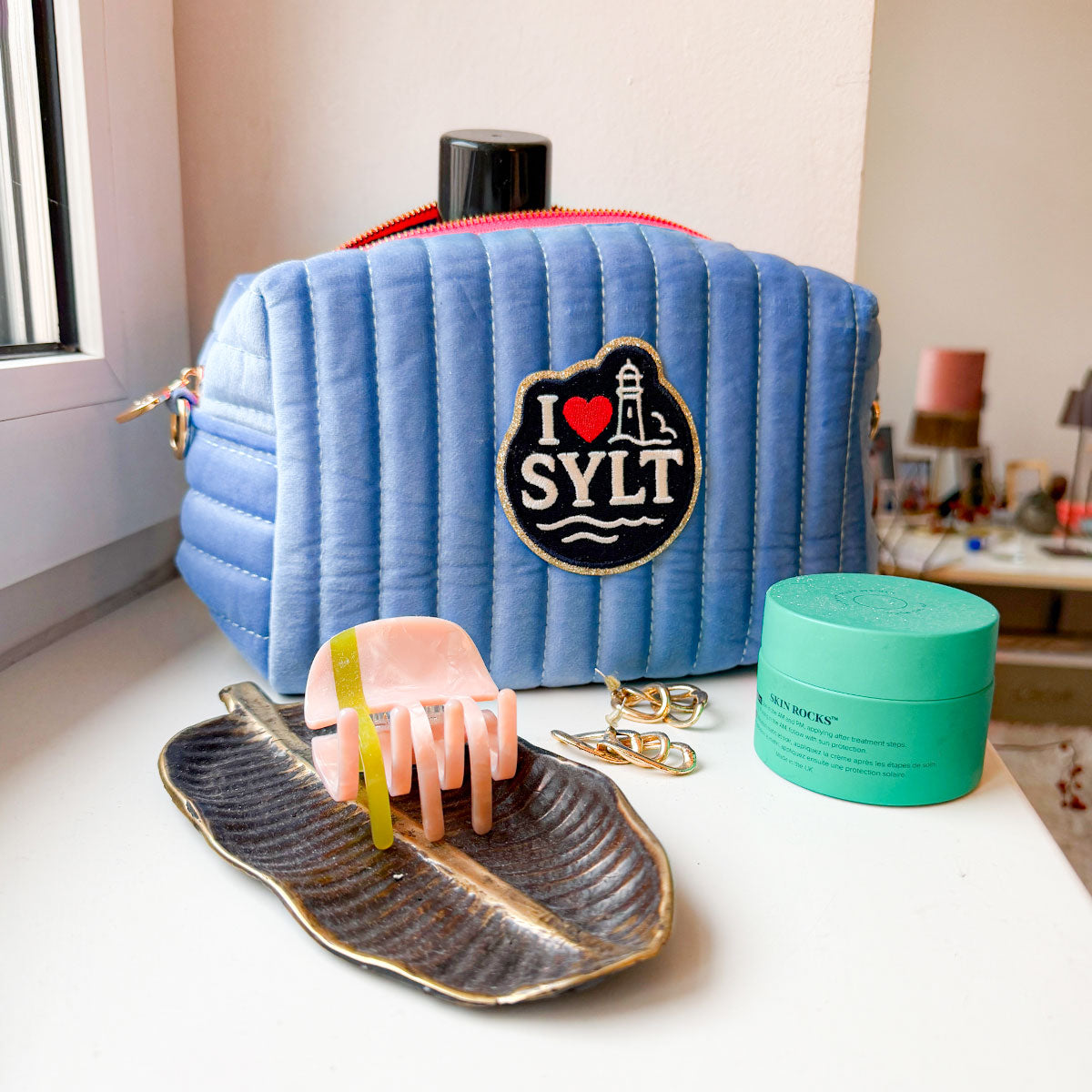 Lucia Samt Tasche Malibu Blau