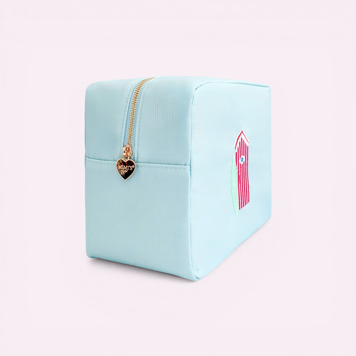 Handbestickte Nylon Tasche Beach Hut Aqua