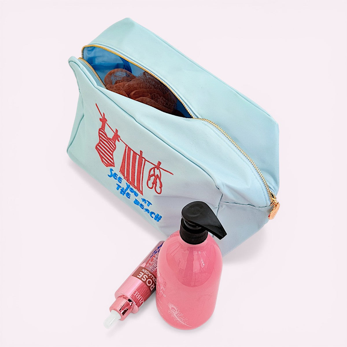 Handbestickte Nylon Tasche See You Peach