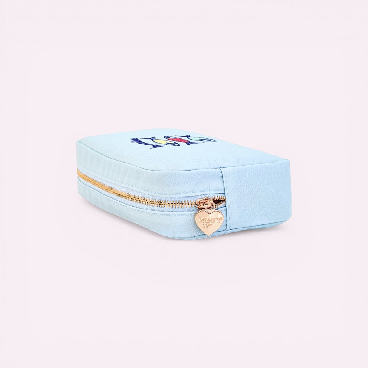 Handbestickte Pouch Les Sardines Aqua