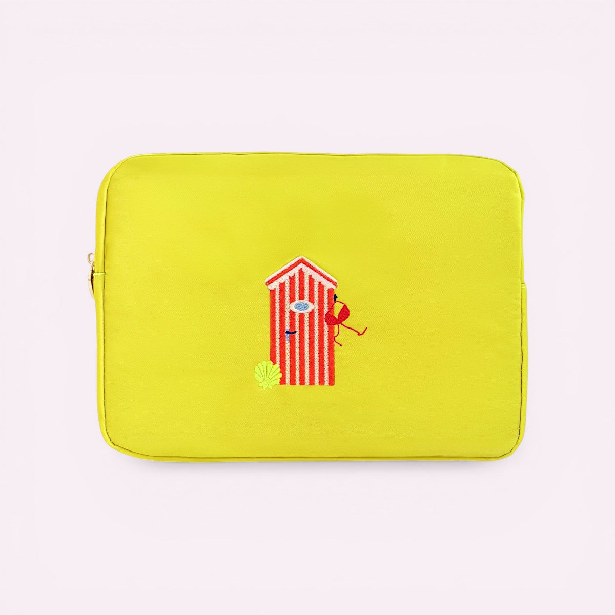 Handbestickte Nylon Tasche Beach Hut Lime