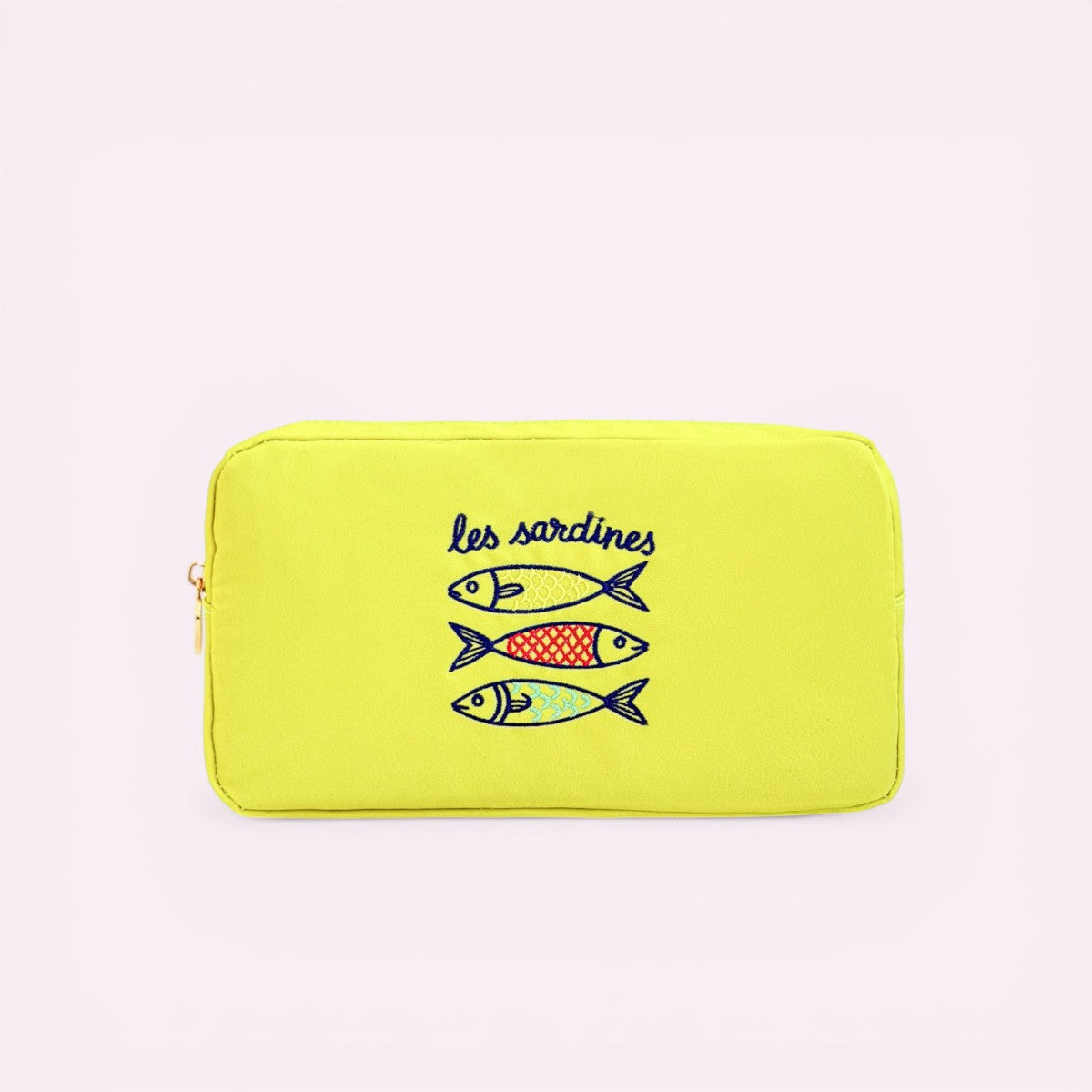 Handbestickte Pouch Les Sardines Lime