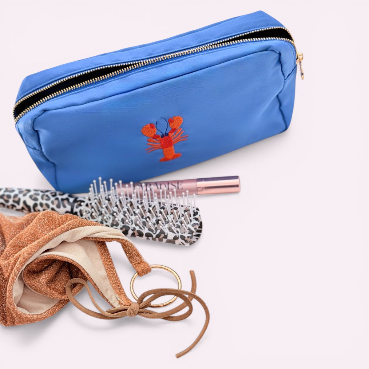 Handbestickte Pouch Lobster Ibiza Blau