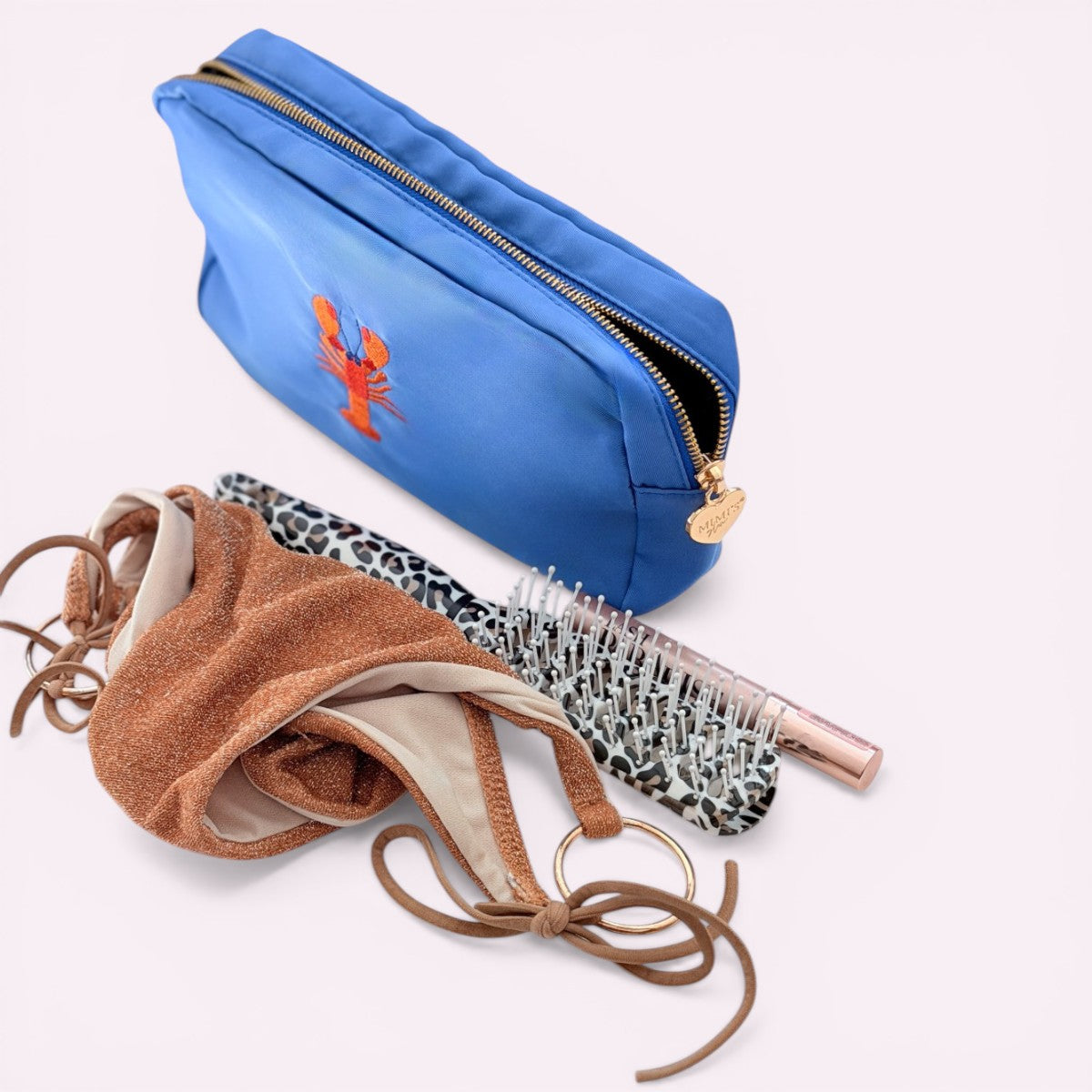 Handbestickte Pouch Lobster Ibiza Blau