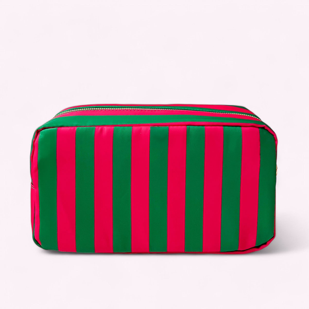 Romy Kosmetiktasche Stripes Smaragd Neon Pink