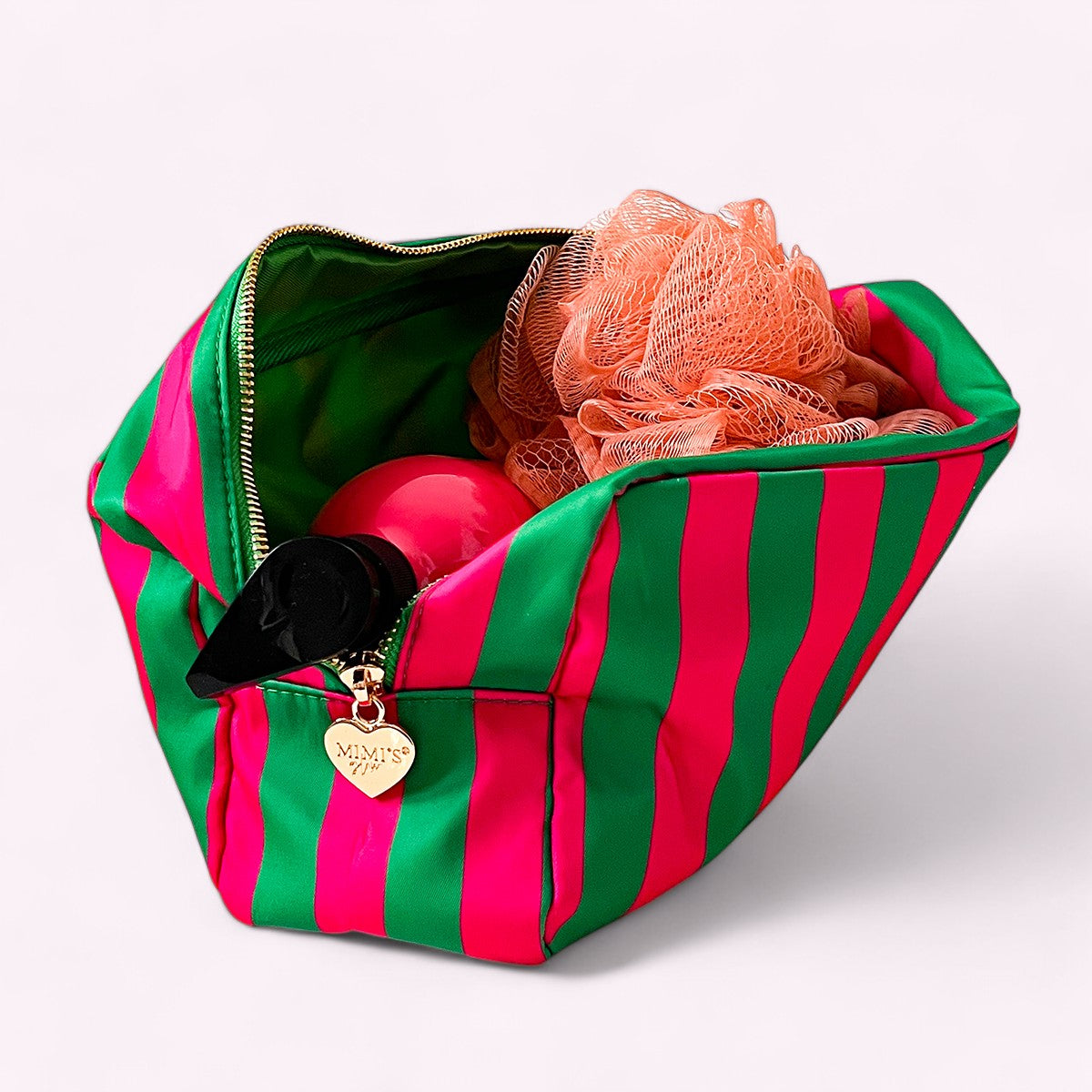 3er Taschen Set Stripes Smaragd Neon Pink