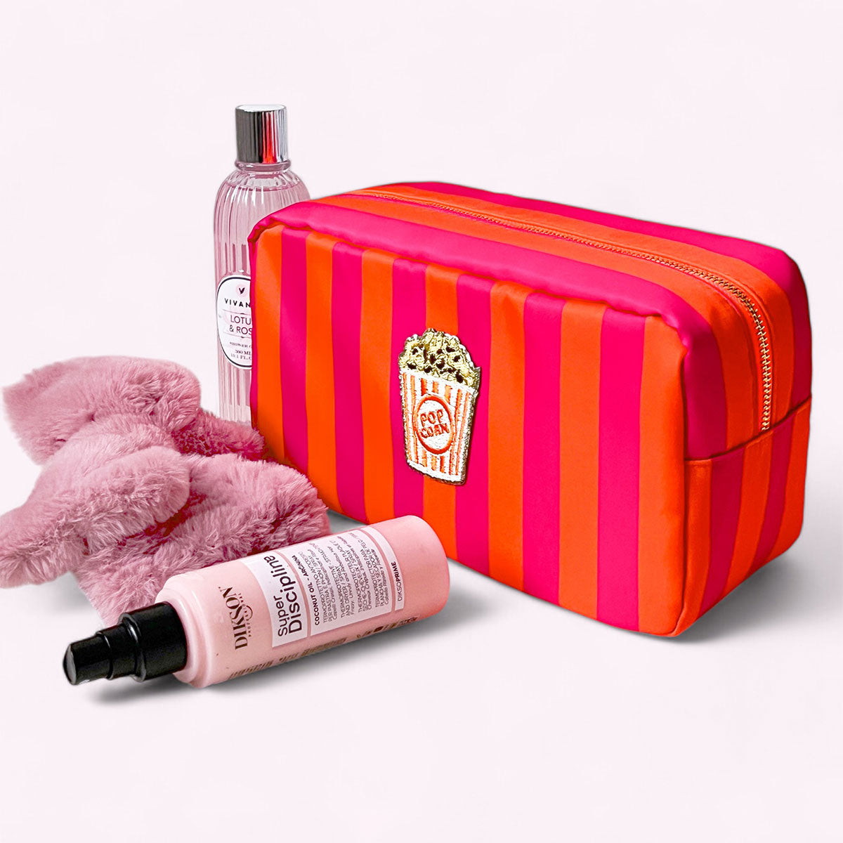 Romy Kosmetiktasche Stripes Neon Pink Orange