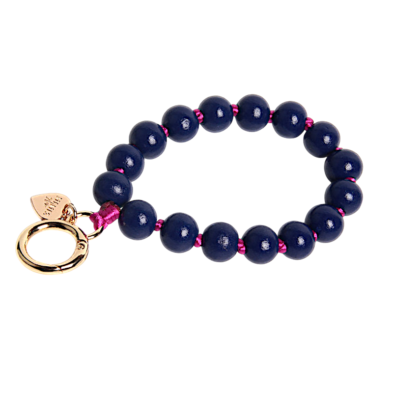 Schlüsselkette Holzperlen Indigo