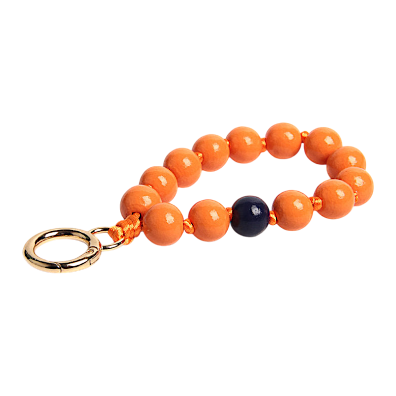 Schlüsselkette Holzperlen Mandarine