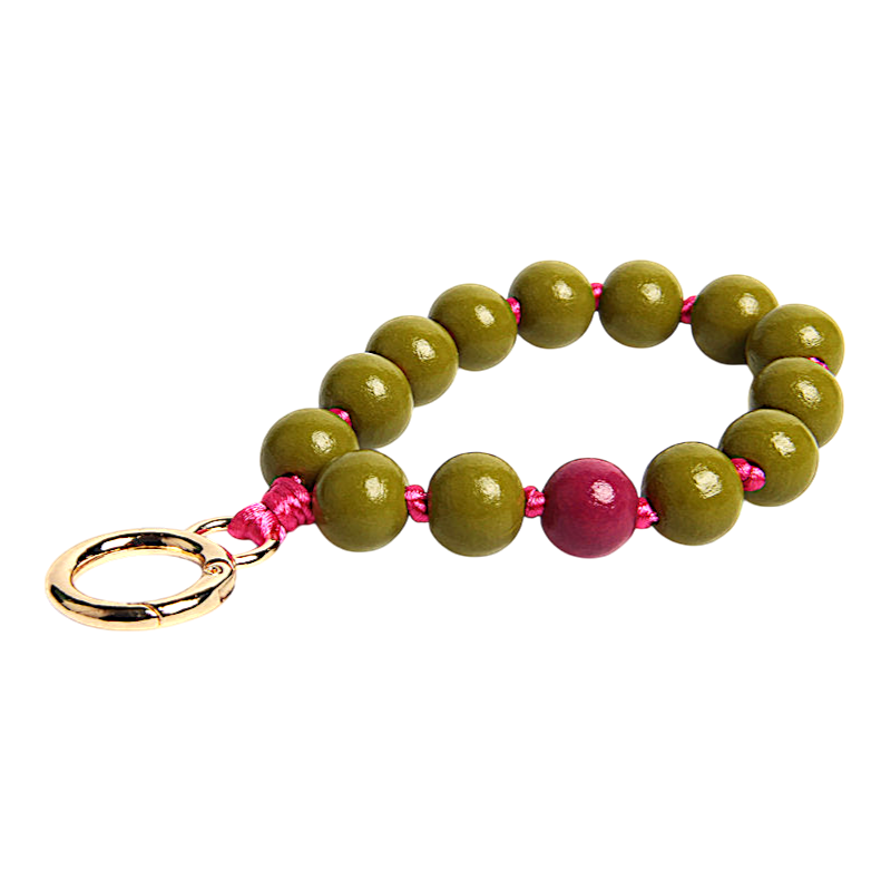 Schlüsselkette Holzperlen Olive