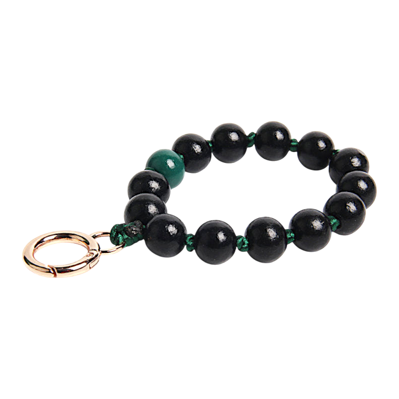 Schlüsselkette Holzperlen Onyx
