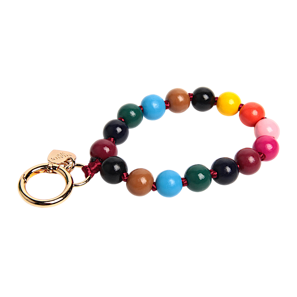 Schlüsselkette Holzperlen Multicolor