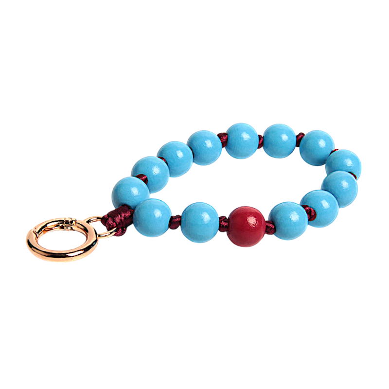 Schlüsselkette Holzperlen Taubenblau