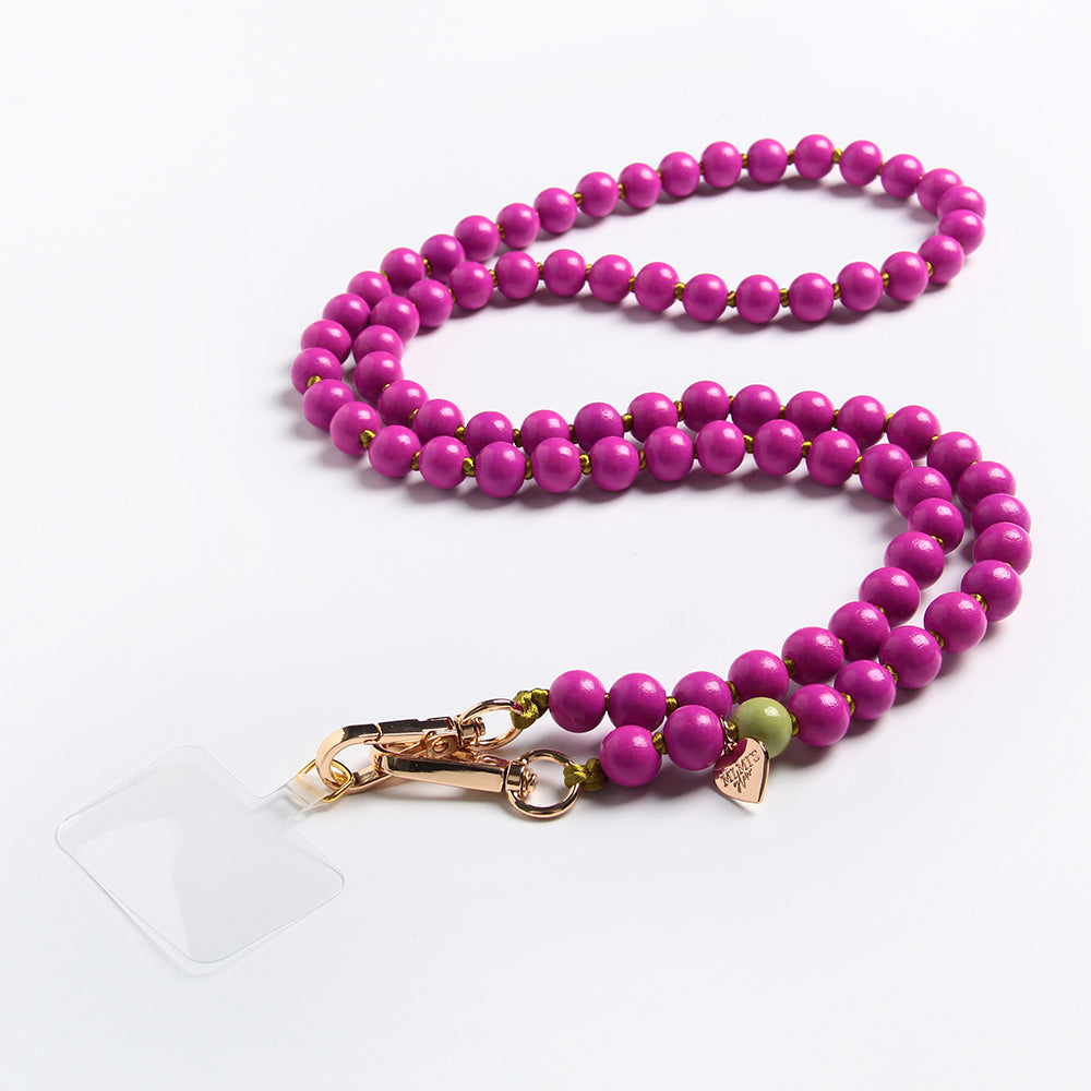 Handykette Holzperlen Magenta