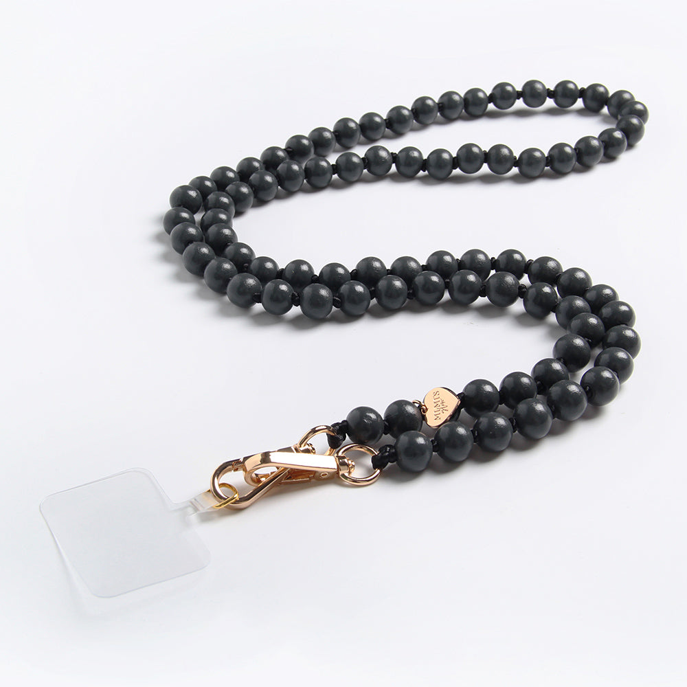 Handykette Holzperlen Lava Grau