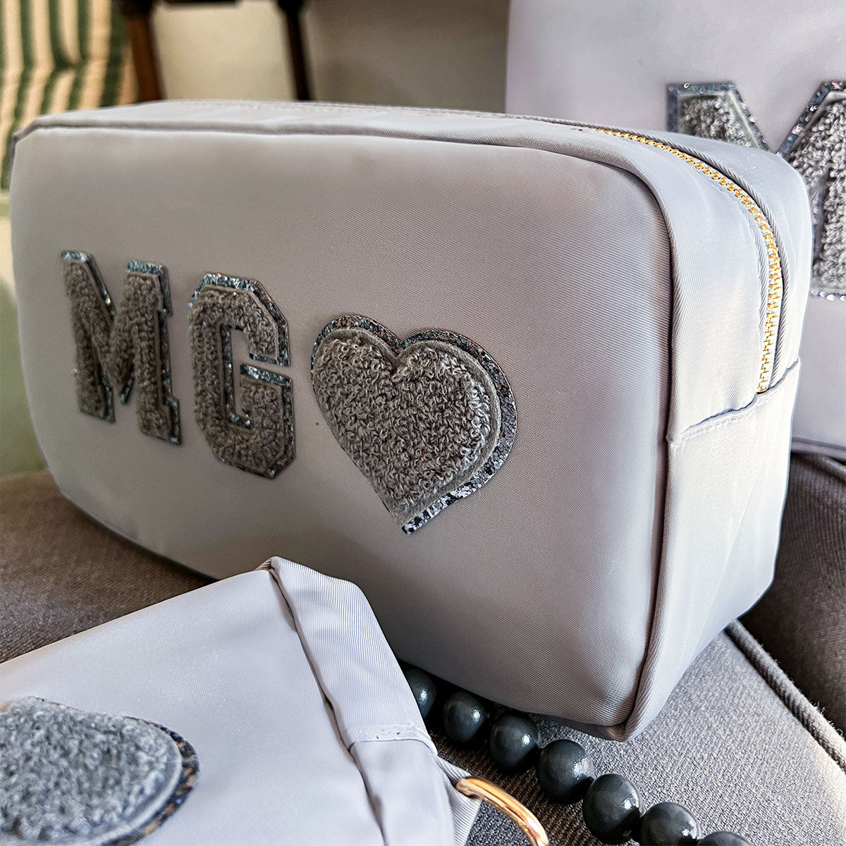 Glitzer Buchstaben Lava Grau