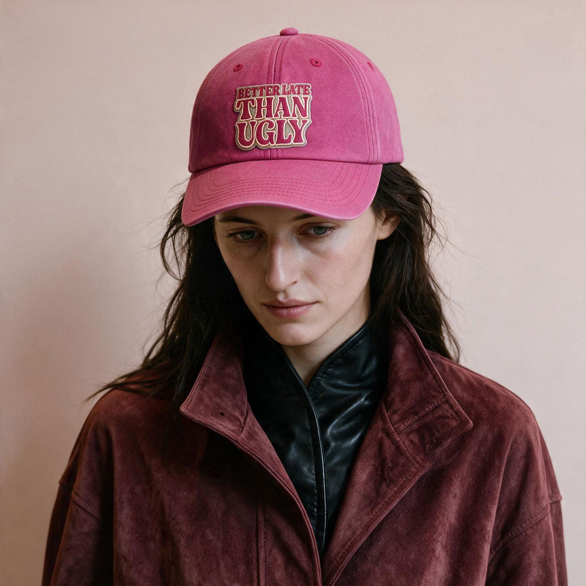 Better Late Than Ugly Cap Vintage Pink