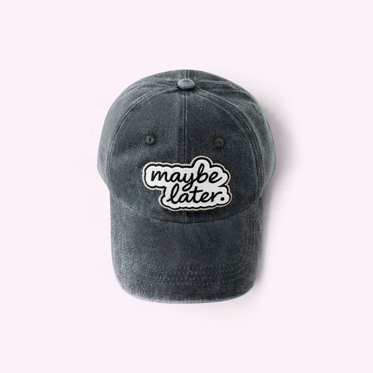 Maybe Later Appliqué Cap Vintage Black