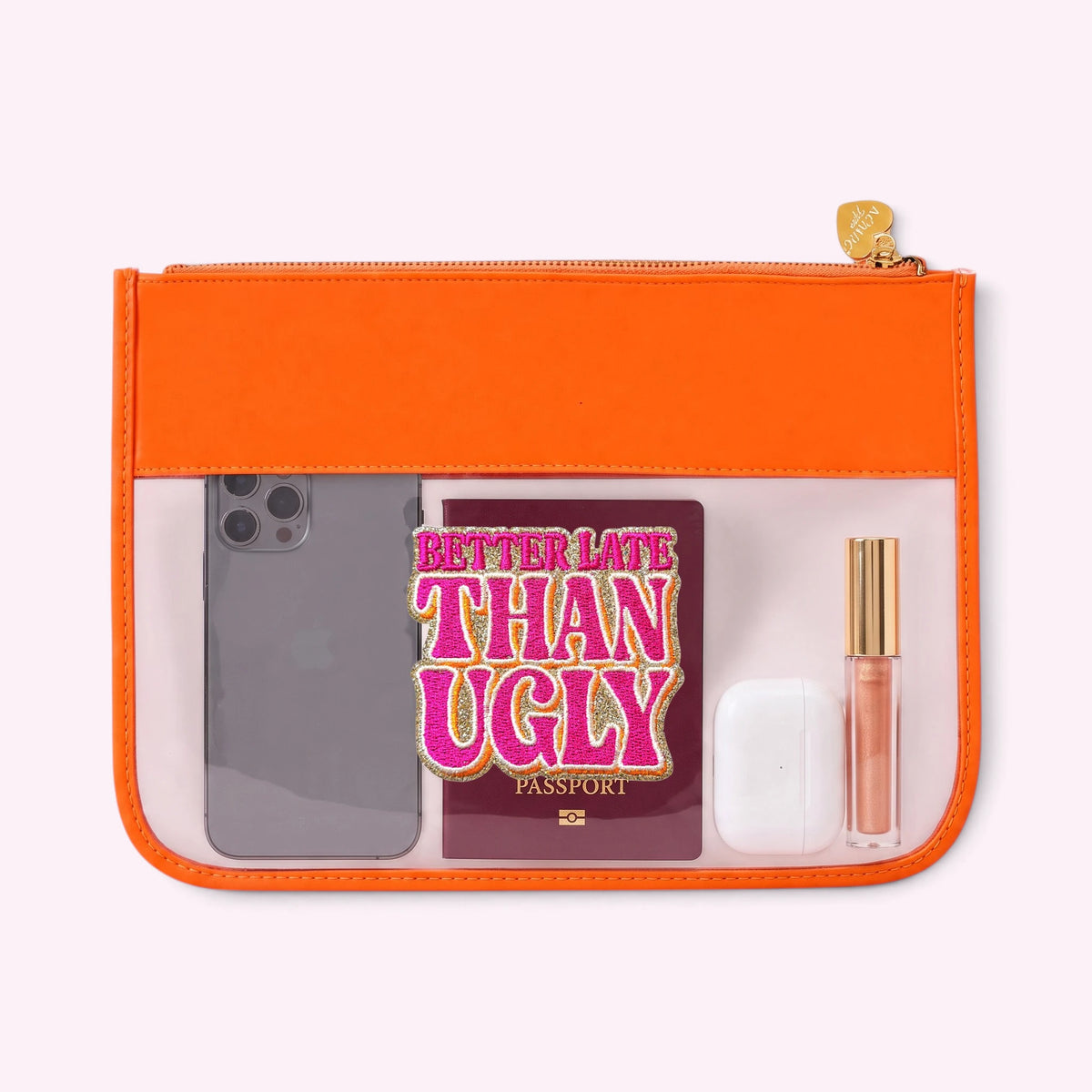 Cora Transparente Clutch Neon Orange