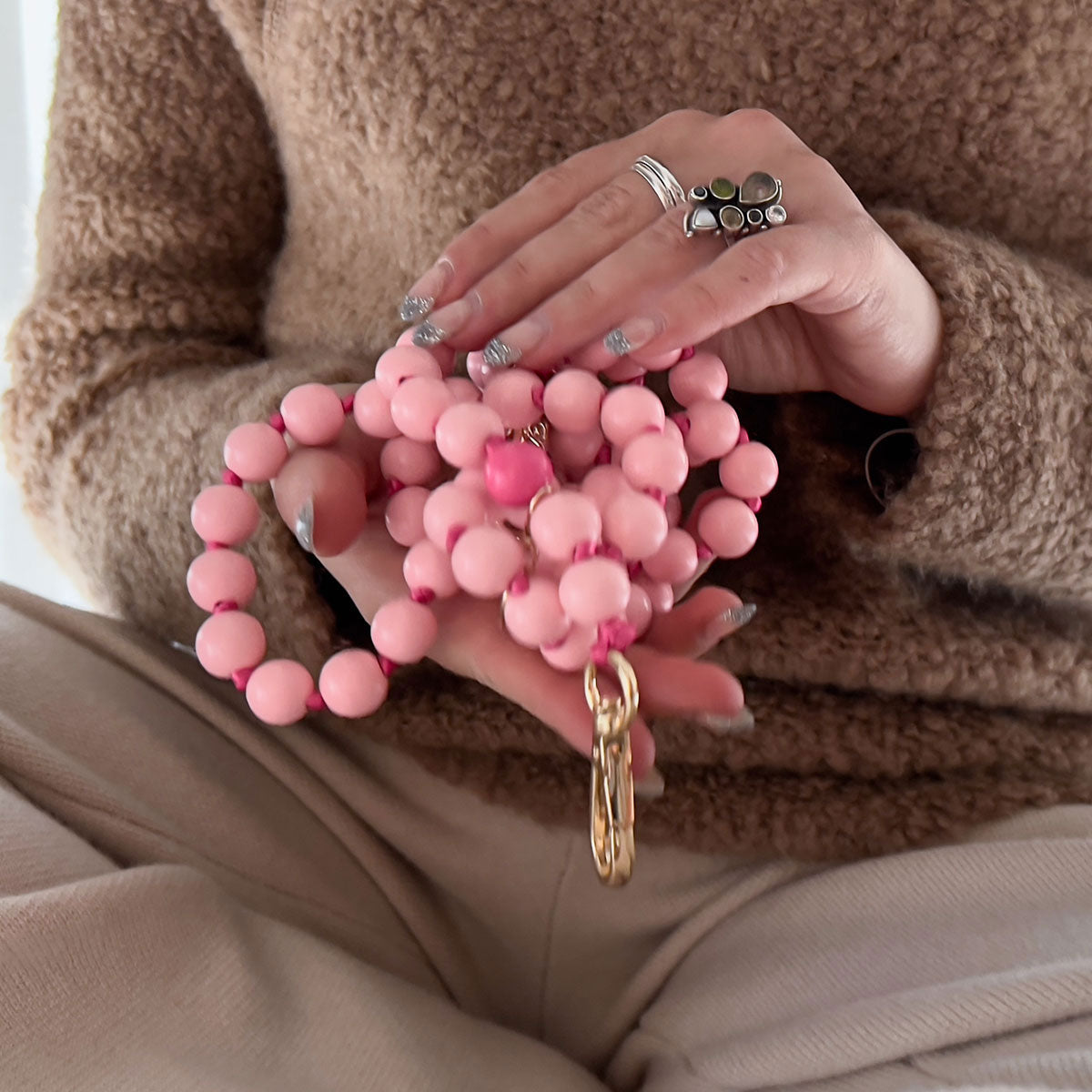 Handykette Holzperlen Flamingo