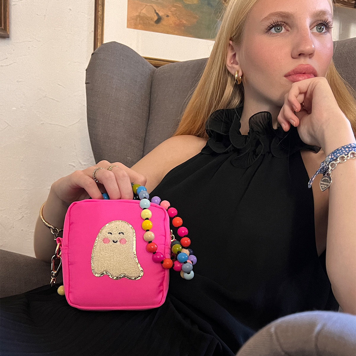 Glitzer Sticker Gespenst Creme