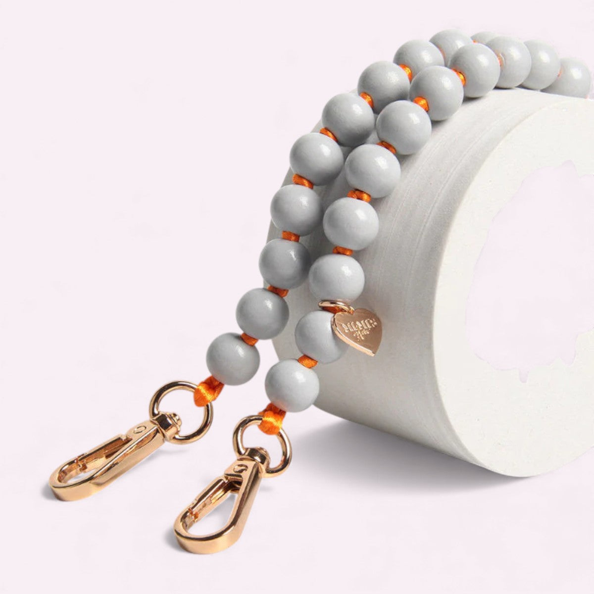 Handykette Holzperlen Wolkig Grau