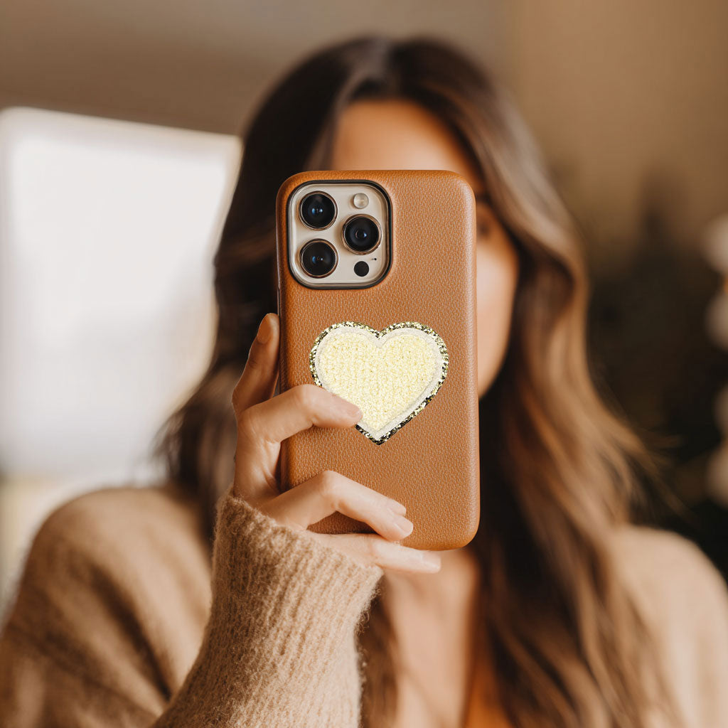 Glitzer Sticker Herz Creme