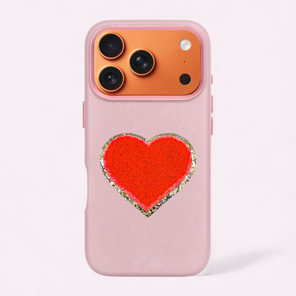 Glitzer Sticker Herz Neon Orange