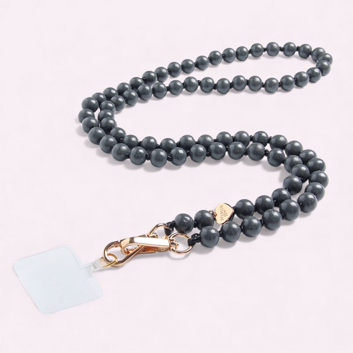 Handykette Holzperlen Lava Grau