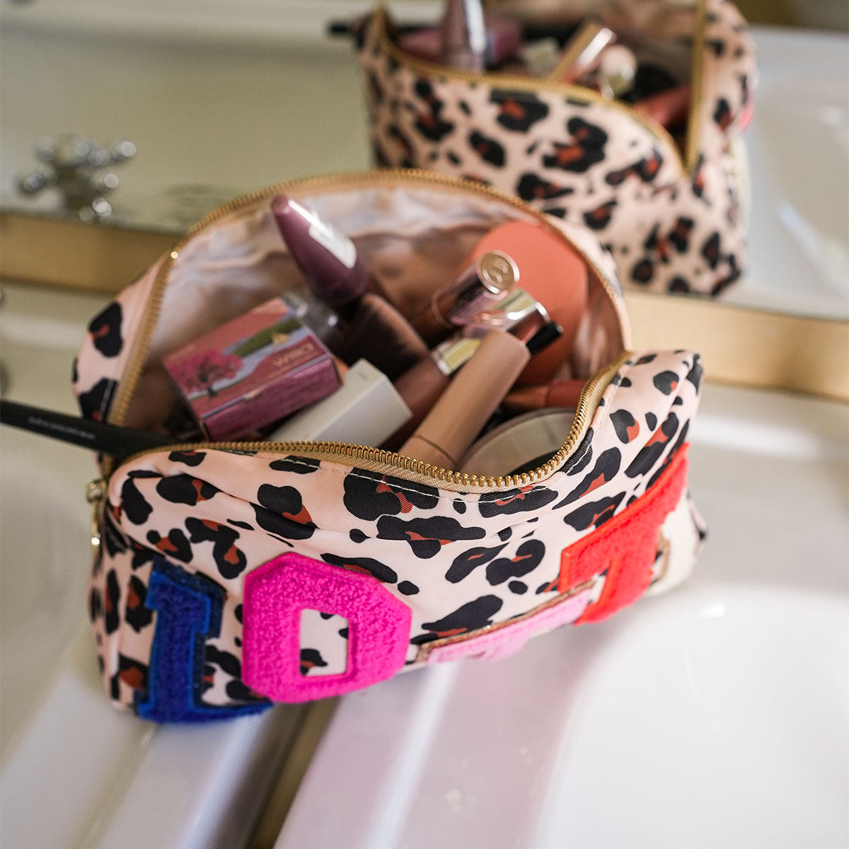 Belle Make-Up Tasche Leo Beige