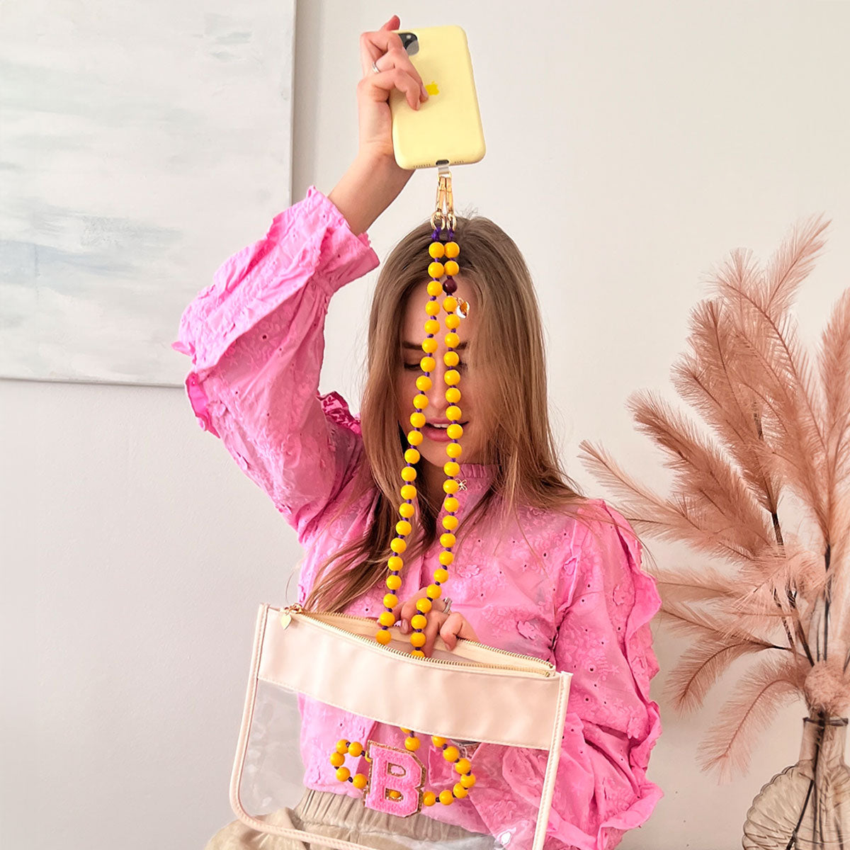 Handykette Holzperlen Mais