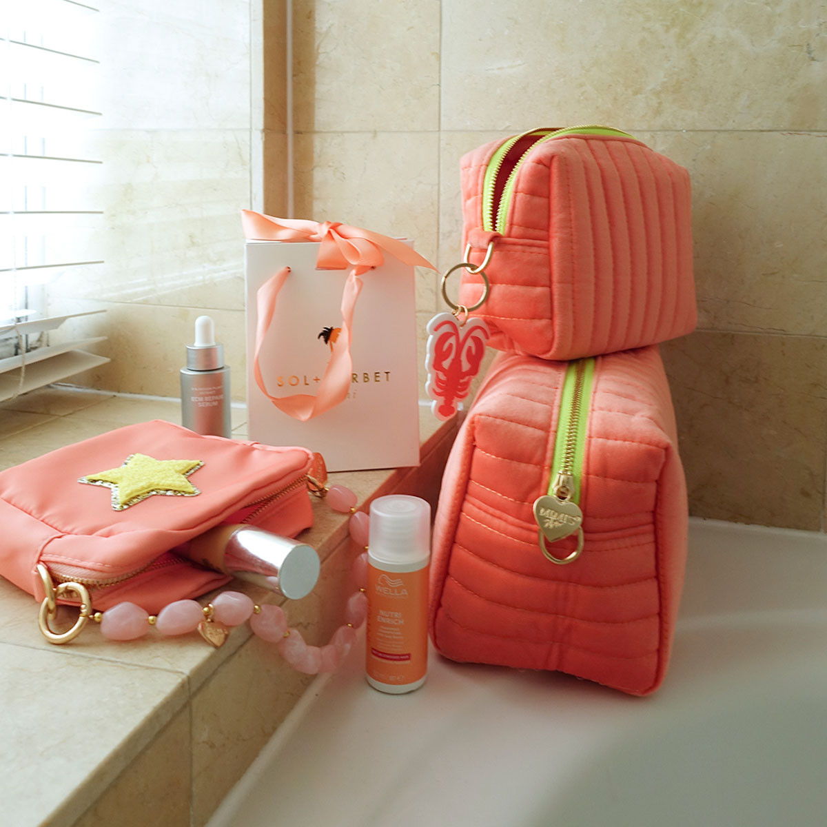 Lola Samt Tasche Peach Sorbet