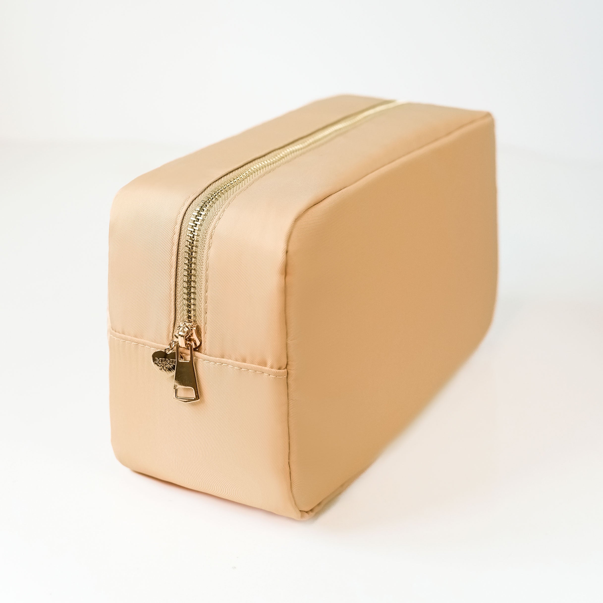 Hochwertiger grosser Toilettenbeutel Kosmetiktasche Kulturbeutel Champagner Beige