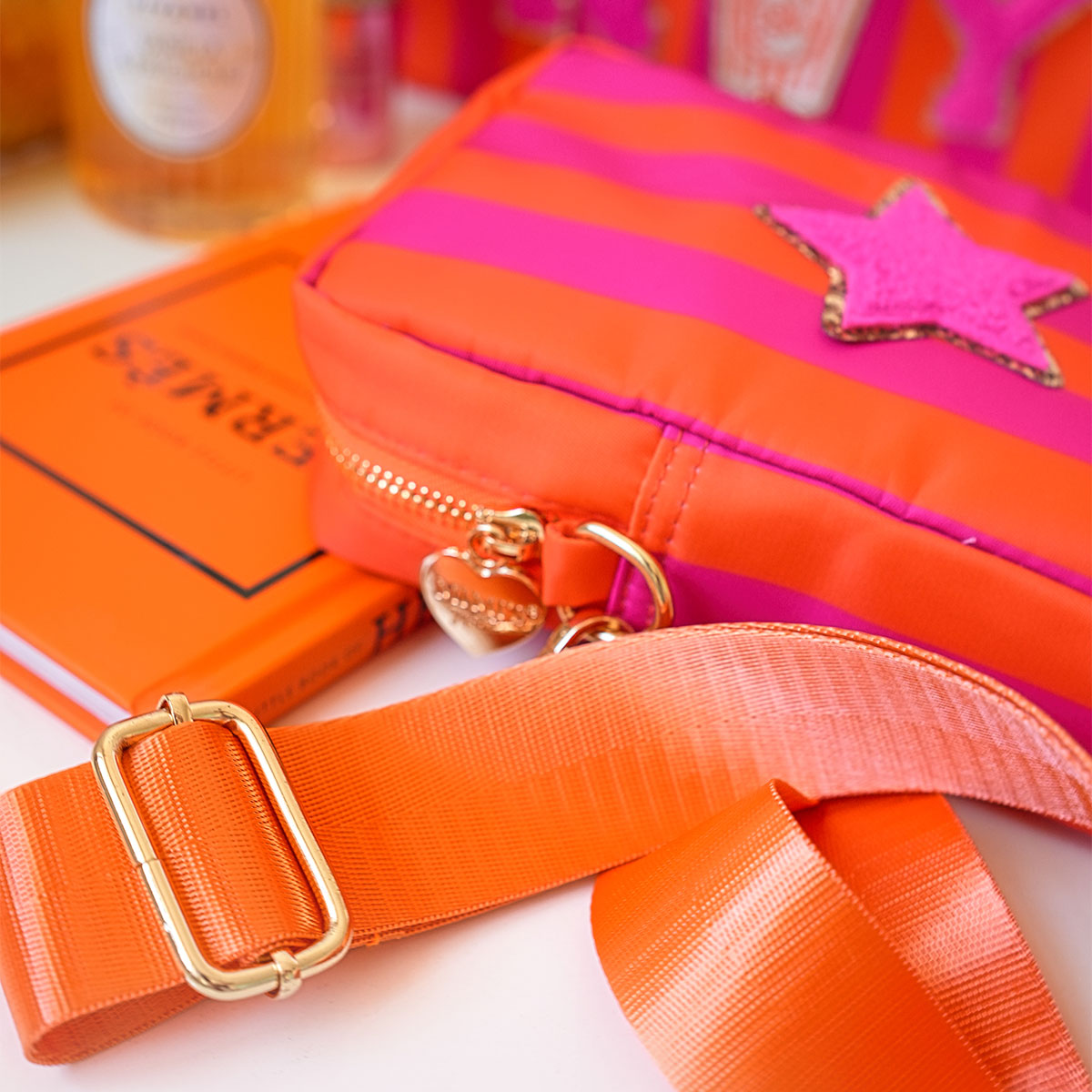 Ruby Handytasche Stripes Neon Pink Orange