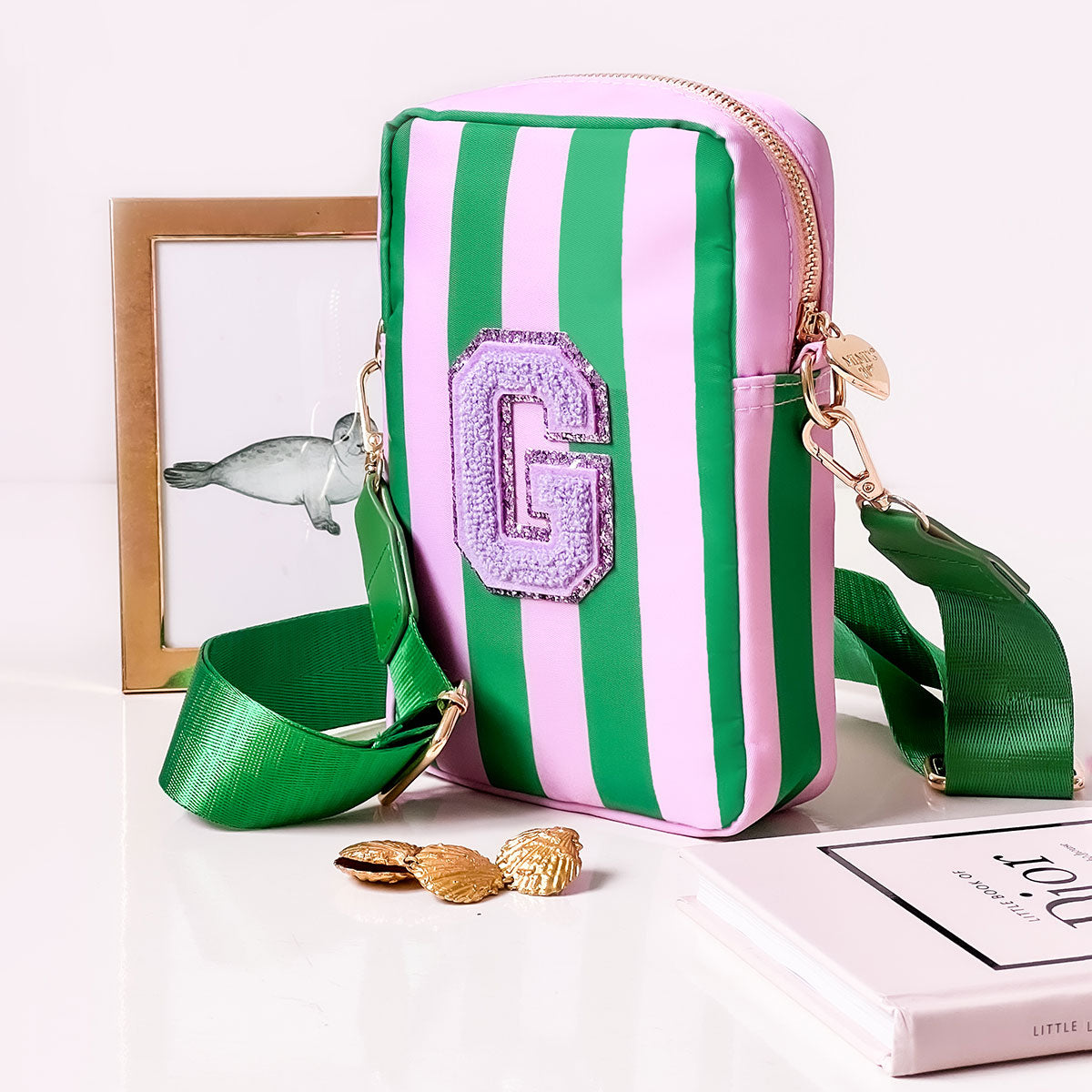 3er Taschen Set Stripes Violet Smaragd