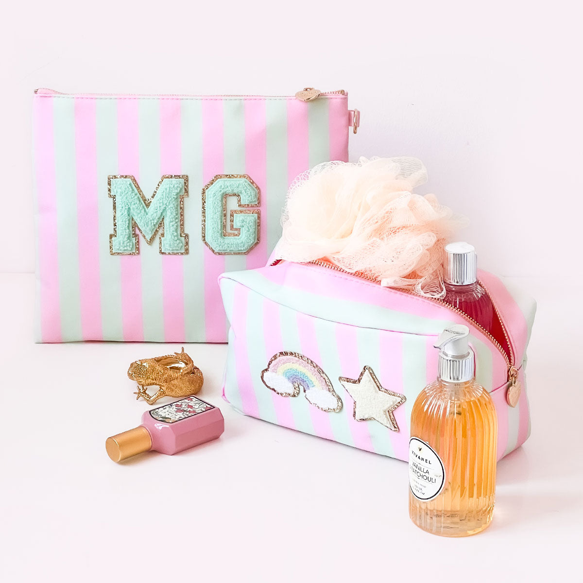 Riva Clutch Stripes Princess Pink Magic Mint