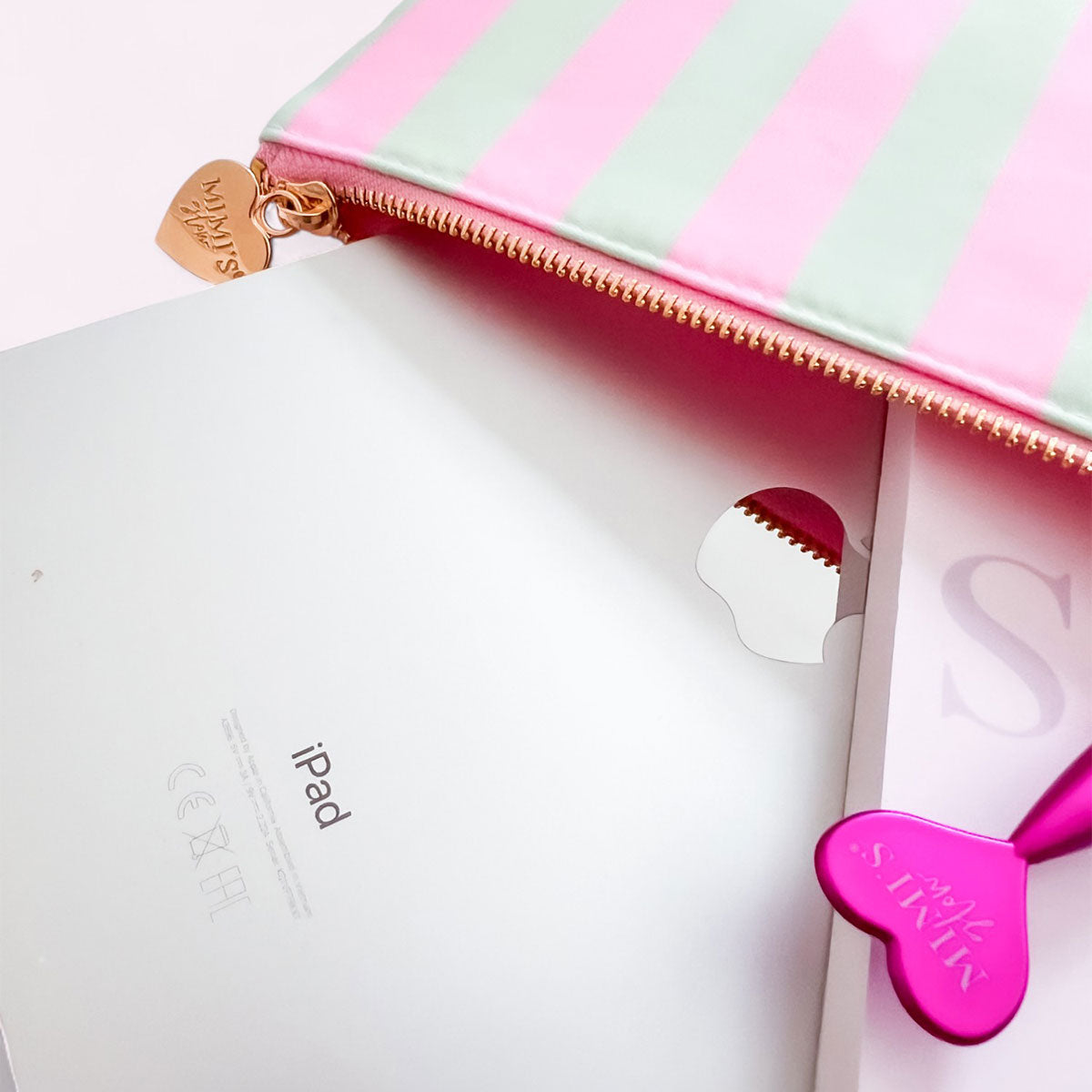 Riva Clutch Stripes Princess Pink Magic Mint